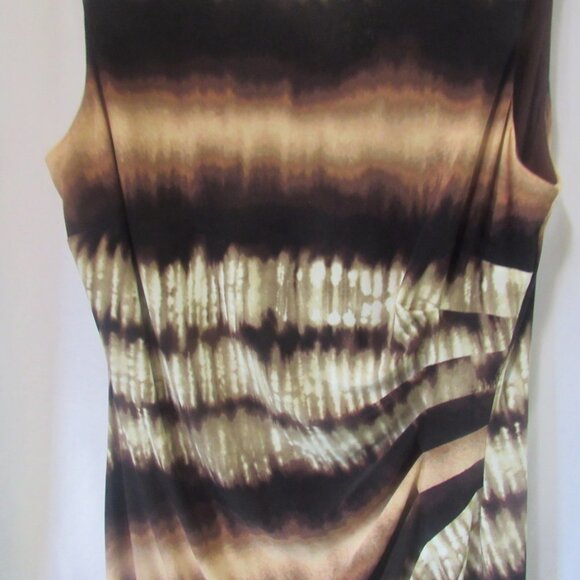 Anne Klein Ruched Brown and Tan Dress, Size 10, Fully Lined,               E1114 - Picture 4 of 6